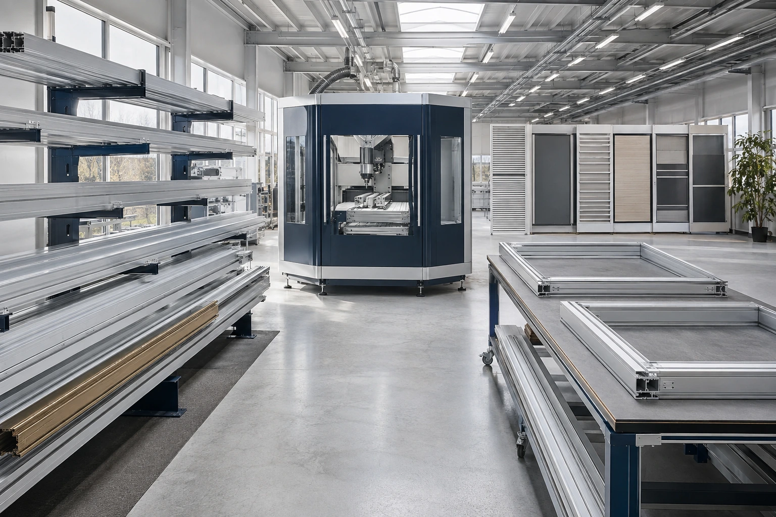 Helle Metallfertigung mit Profilen und Bearbeitungsmaschinen